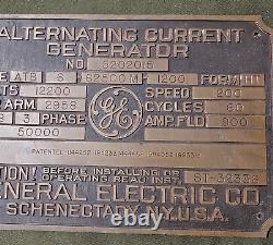 Massive Vintage General Electric GE Bronze Machine Plaque Sign AC Generator