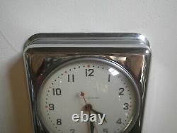 Mid Century Model 2H08 GE Wall Clock Chrome General Electric Works Vintage