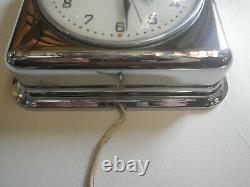 Mid Century Model 2H08 GE Wall Clock Chrome General Electric Works Vintage