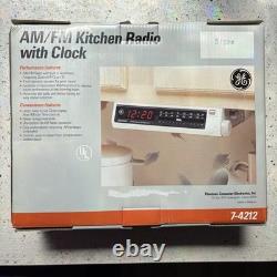 NEW Vintage GE Spacemaker UNDER CABINET Kitchen AM/FM RADIO with Clock 7-4212