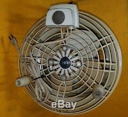Nice Vintage GENERAL ELECTRIC Hassock Floor Table 3 Speed Dual Blade Fan GE G. E