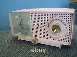 Pink GE Model C-437A Tube AM Clock Radio Retro Atomic Vintage Mid Century MCM