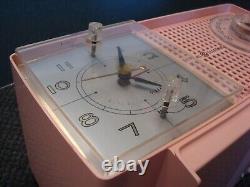 Pink GE Model C-437A Tube AM Clock Radio Retro Atomic Vintage Mid Century MCM