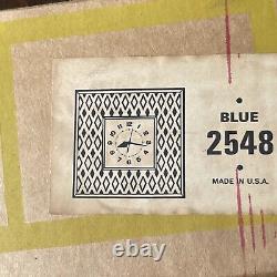 RARE Mid Century Psychedelic Vintage GE Electric Wall Clock 2548 Blue orig. Box