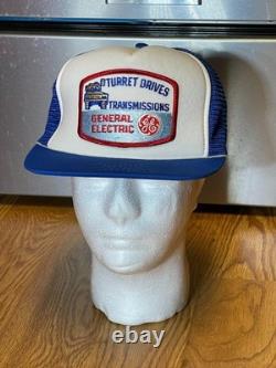 RARE! VTG GE General Electric Trucker Hat Snapback Tank/Turret Drives Patch