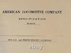 RARE Vintage Alco GE General Electric Gas Turbine Locomotive Specification 1946