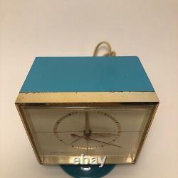 RARE Vintage General Electric Blue Alarm Clock With Tulip Base