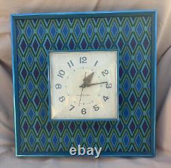 RARE Vintage Mid Century Psychedelic General Electric Blue Wall Clock Model 2548