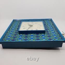 RARE Vintage Mid Century Psychedelic General Electric Blue Wall Clock Model 2548