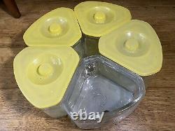 Rare 1930's General Electric G E Refrigerator Jars Lazy Susan Yellow Excellent