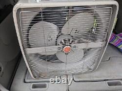 Rare 1954 Vintage General Gray Electric Box Fan GE Floor F11W1 Works but READ