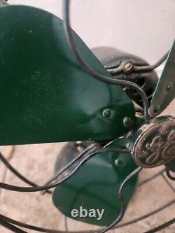 Rare Antique GENERAL ELECTRIC Vintage Desk Fan Army Green WORKS