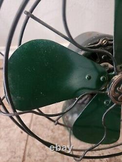 Rare Antique GENERAL ELECTRIC Vintage Desk Fan Army Green WORKS