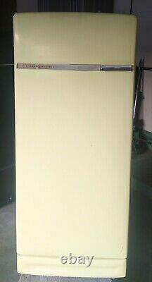 Rare Vintage 1960's General Electric Refrigerator Yellow Working With Freezer