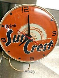 Rare Vintage General Electric Drink Sun Crest Electric Advertising Clock Working