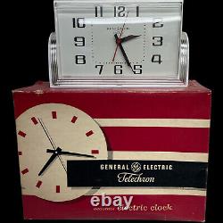 Rare Vintage NOS 1954 General Electric Telechron Electric Clock 2H47 White withBox