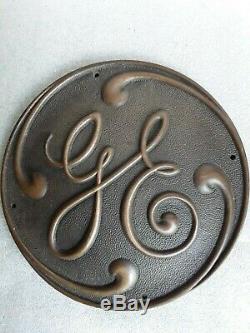 Rare large 12 heavy brass General Electric GE Sign Emblem Logo Vintage 1920's