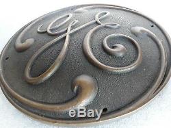 Rare large 12 heavy brass General Electric GE Sign Emblem Logo Vintage 1920's
