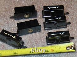 Six Nos Square Black Bakelite Pointer Knobs With Screw Vintage General Electric