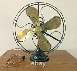 Stunning Antique GE General Electric Oscillating Fan with16 Brass Blades Restored