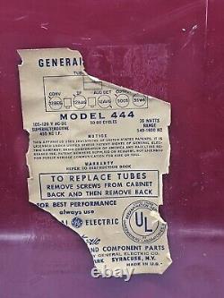 VINTAGE 1954 General Electric Model 444 5-Tube AM Radio (Red) WORKING