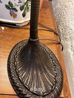 VINTAGE EAGLE Co. ART DECO/RETO Cast Iron Base Gooseneck Desk Lamp FLORAL GLASS