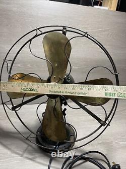 VINTAGE GE GENERAL ELECTRIC FAN BRASS BLADE CAGE AUU 34021 Tested