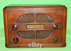 VIntage Old GE 1937 Wood Cabinet General Electric AM SW Tube Radio Model E52