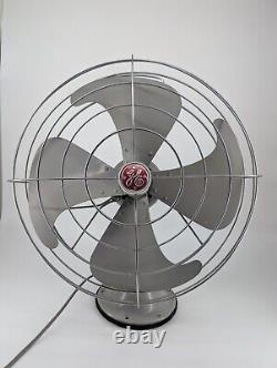 VTG GE General Electric 18 4 Blade Metal Shop Fan Art Deco MCM Works