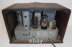 VTG General Electric K-53-M Art Deco Tube Radio Wooden Knobs Cabinet Cloth Cord