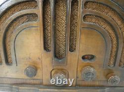 VTG General Electric K-53-M Art Deco Tube Radio Wooden Knobs Cabinet Cloth Cord