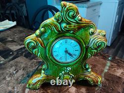 VTG RARE mid century General Electric clock green ceramic, USA made it works