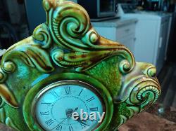 VTG RARE mid century General Electric clock green ceramic, USA made it works