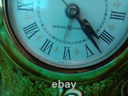 VTG RARE mid century General Electric clock green ceramic, USA made it works