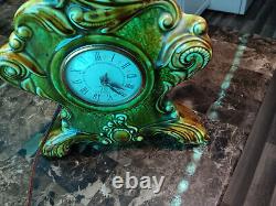 VTG RARE mid century General Electric clock green ceramic, USA made it works