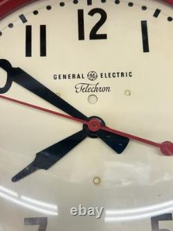 VTG Red 14.5 General Electric Telechron School Clock Model 1HA1612 USA Bakelite