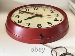 VTG Red 14.5 General Electric Telechron School Clock Model 1HA1612 USA Bakelite