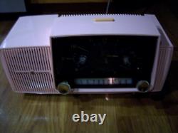 VTG SWEET! General Electric MID CENTURY 1950'S PINK Tube Clock Radio C-416
