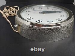 VTG WORKING General Electric G. E 2008A 8 Face Bubble Glass Silver Wall Clock