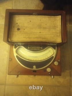Very Nice General Electric Mil-ammeter Nickel Plate In Wooden Box