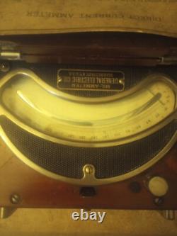 Very Nice General Electric Mil-ammeter Nickel Plate In Wooden Box