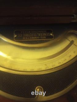 Very Nice General Electric Mil-ammeter Nickel Plate In Wooden Box