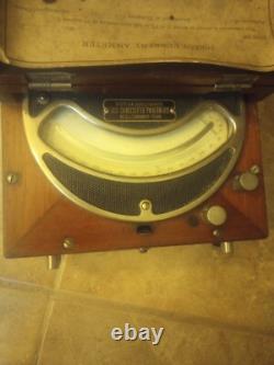 Very Nice General Electric Mil-ammeter Nickel Plate In Wooden Box