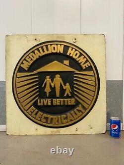 Very RARE Vintage General Electric Medallion Home Advertisement Sign, 1950s