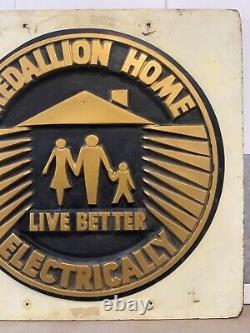 Very RARE Vintage General Electric Medallion Home Advertisement Sign, 1950s