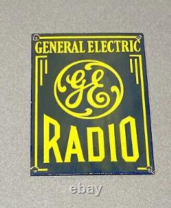 Vintage 14 Ge General Electric Radio Porcelain Sign Car Gas Truck Gasoline