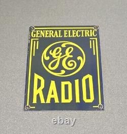 Vintage 14 General Electric Radio Station Porcelain Sign Car Gas Oil Truck Auto