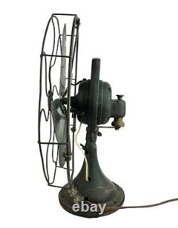 Vintage 1918 General Electric GE Metal Blade Oscillating Desk Fan 16 x 18 WORKS