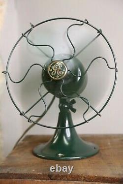 Vintage 1930's General Electric Fan 8 Blades GE Green Original EXCELLENT