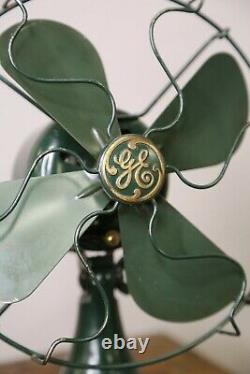 Vintage 1930's General Electric Fan 8 Blades GE Green Original EXCELLENT